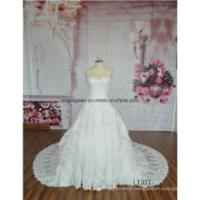 Women Ivory Beads Floor Length Bridal Dress Ball Gown Bridal